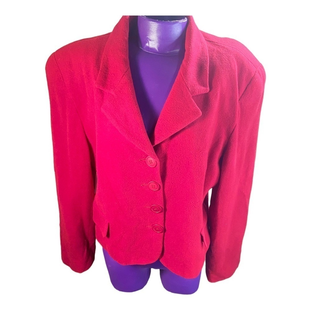 Finity vintage red wool cashmere button up cropped blazer 10